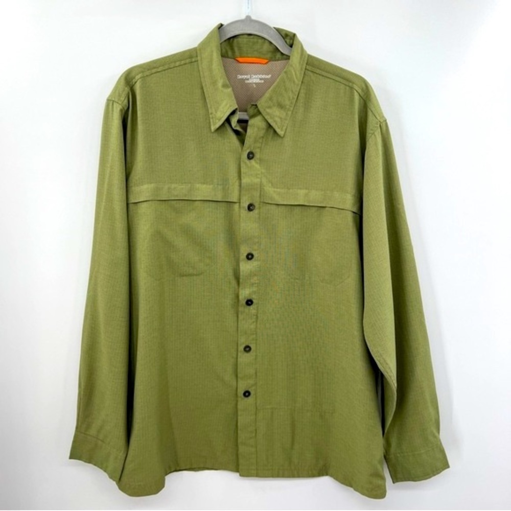 Royal Robbins Outdoor Long Sleeves Collared Buttondown Green Striped Shirt